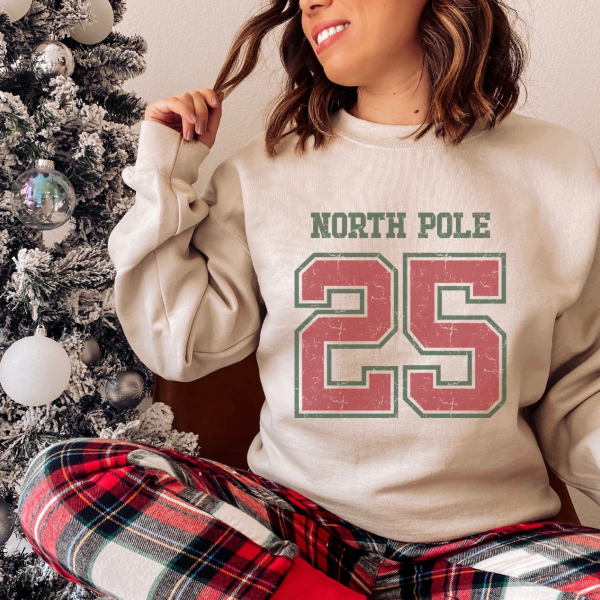 North Pole 25 Christmas Sweatshirt: White - Image 4