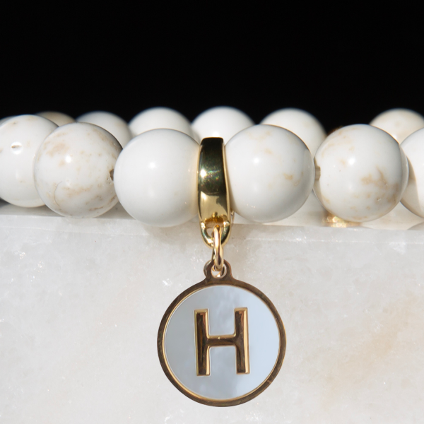 Alphabet Charm-Letter H, Mother of Pearl, Charm Bar, Initial - Image 2