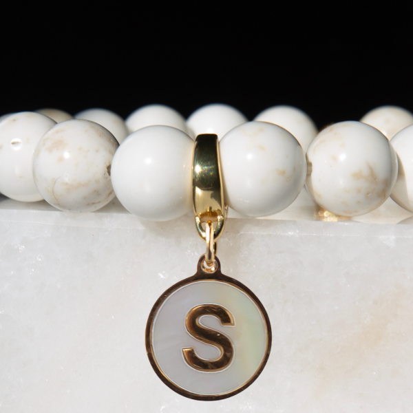 Alphabet Charm-Letter S, Mother of Pearl, Charm Bar, Initial - Image 2