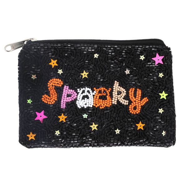 Spooky Ghost Halloween Beaded Coin Bag - Image 2