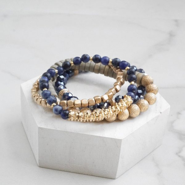 Bracelets stack of 4 piece beaded with Blue Semi Precious st - Image 4