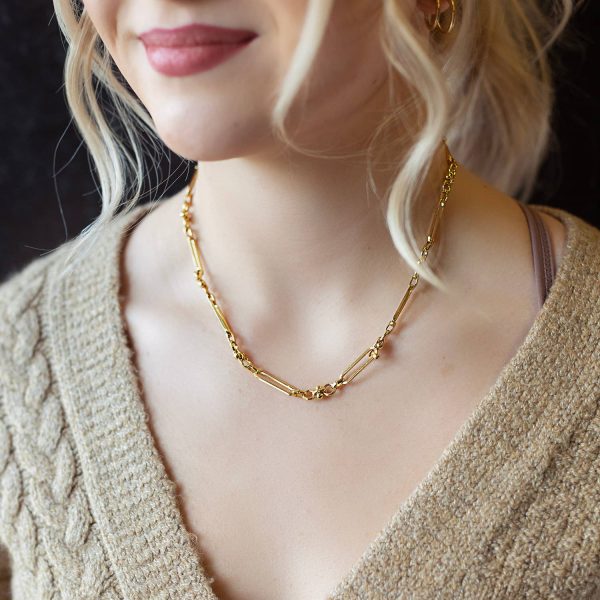 Gilded Gold Necklace-18" Toggle Chain | Charm Bar Necklace - Image 2
