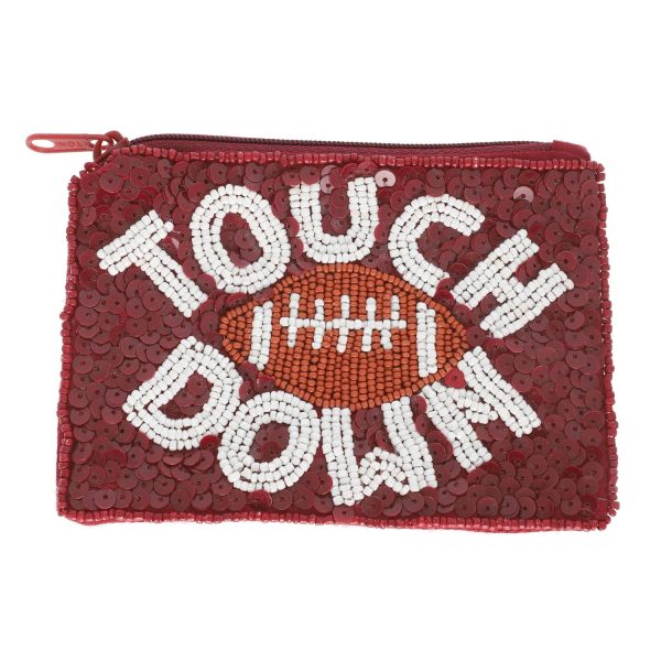 Game Day Football beaded Sequin Coin Bag: Blue White - Image 3