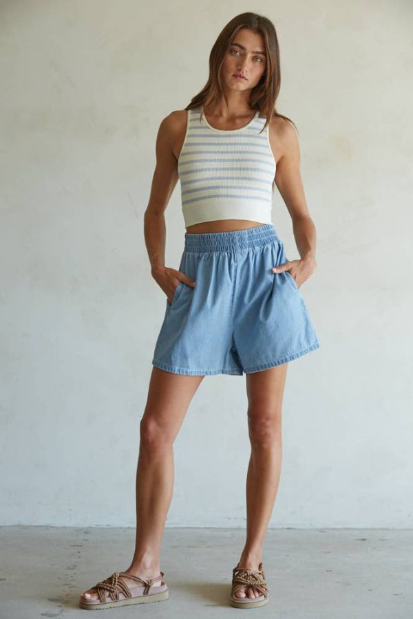 Seamless Ribbed Striped Racerback Brami: Black Ivory, - Image 7
