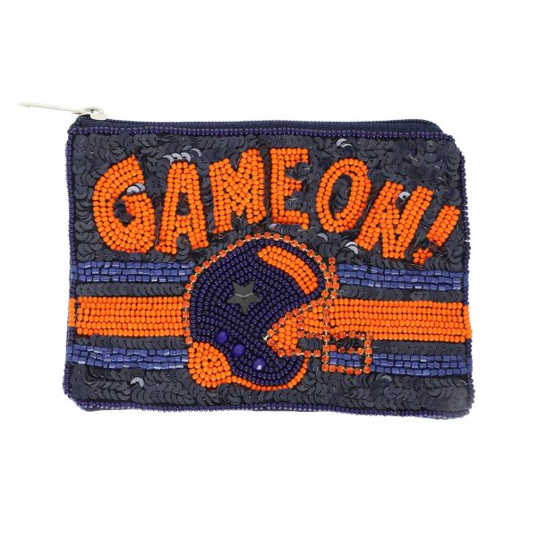 Game On Bead Embroidered Football Coin Bag : Royal Blue - Image 3