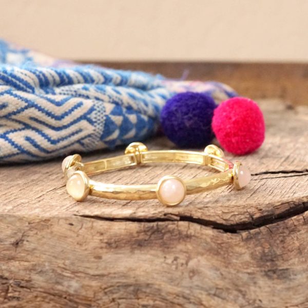 Jeweled Golden Bangle with semi precious stone dots: Shiny Gold - Dalmatian - Image 4