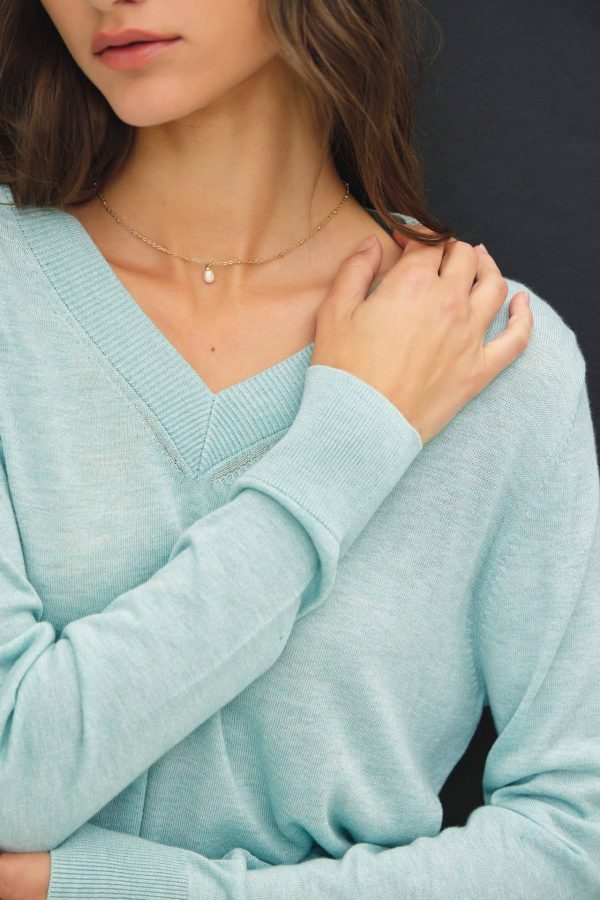 Cashmere blended sweater: Sky - Image 2