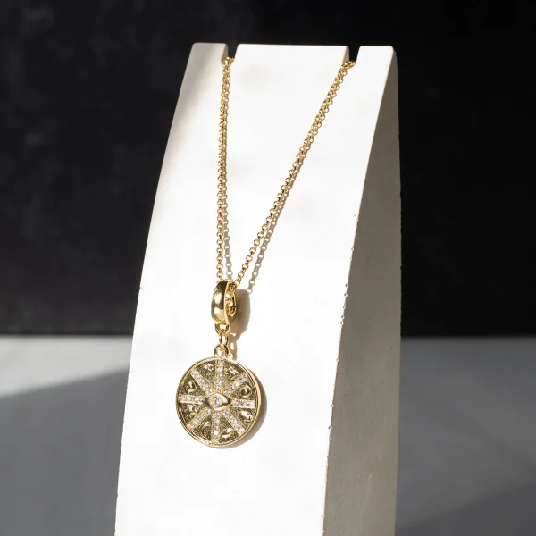 Lucky Medallion Charm, CZ, Charm Bar - Image 6