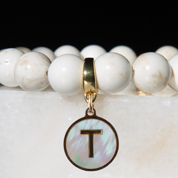 Alphabet Charm-Letter T, Mother of Pearl, Charm Bar, Initial - Image 2