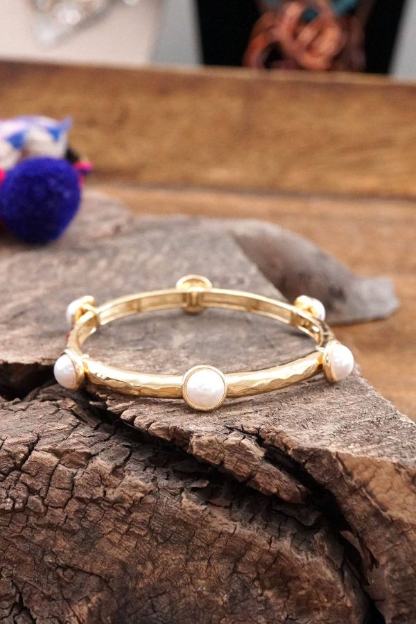 Jeweled Golden Bangle with semi precious stone dots: Shiny Gold - Dalmatian - Image 8