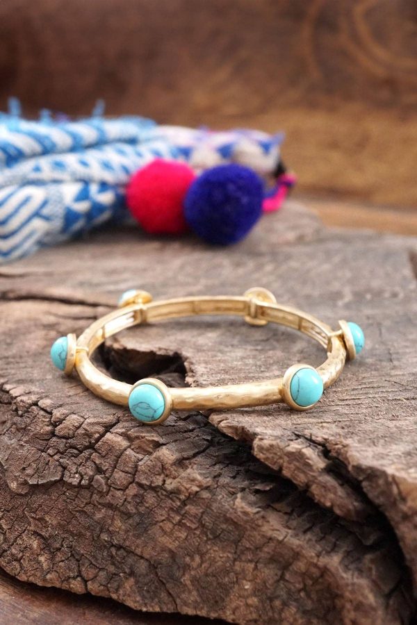 Jeweled Golden Bangle with semi precious stone dots: Shiny Gold - Dalmatian - Image 18