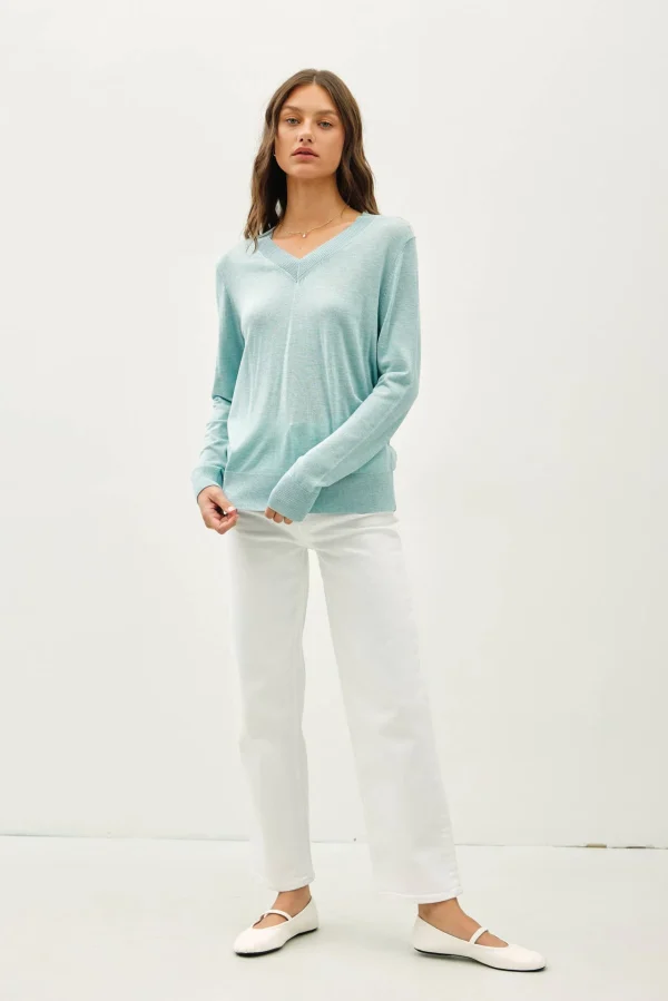 Cashmere blended sweater: Sky - Image 3