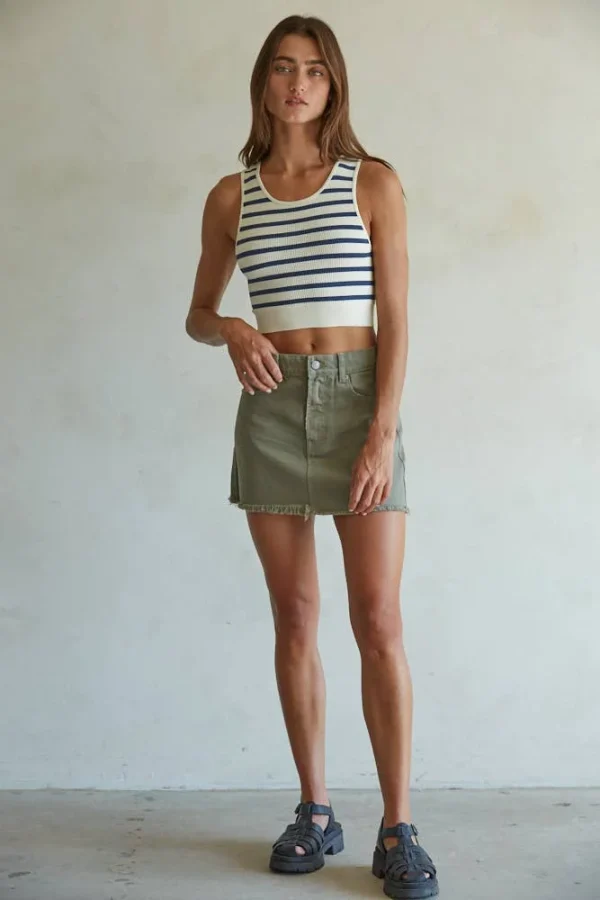 Seamless Ribbed Striped Racerback Brami: Black Ivory, - Image 3