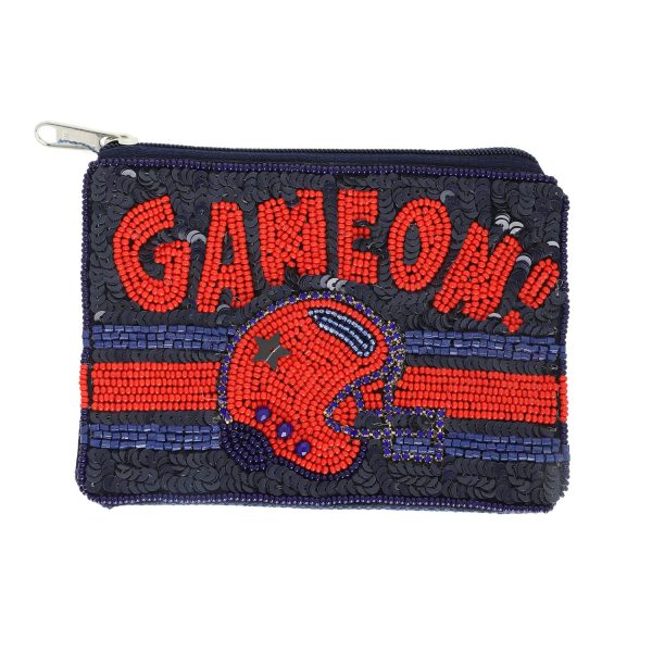 Game On Bead Embroidered Football Coin Bag : Royal Blue - Image 11