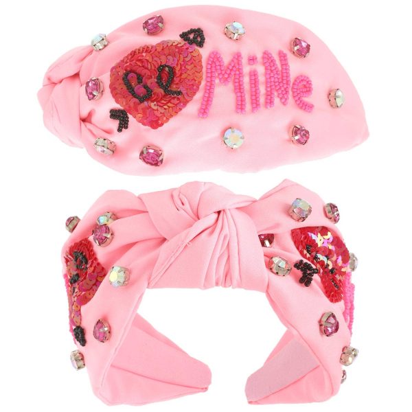 Valentines Day Top Knotted Embellished Headband: Fuchsia - Image 3
