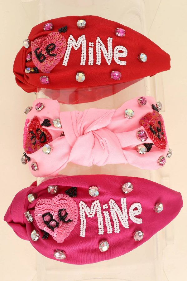 Valentines Day Top Knotted Embellished Headband: Fuchsia - Image 2