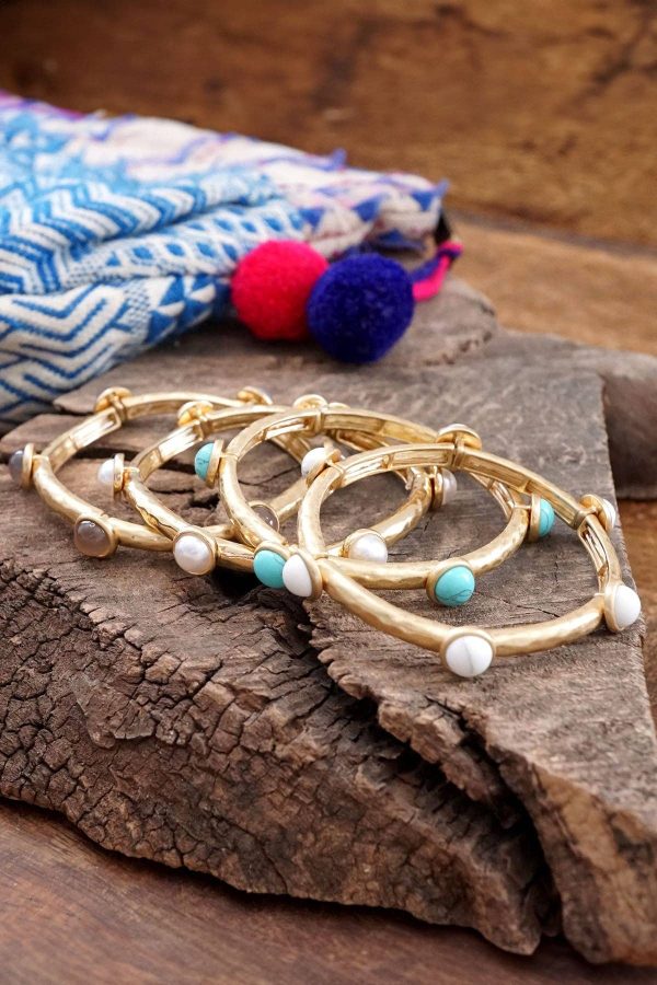 Jeweled Golden Bangle with semi precious stone dots: Shiny Gold - Dalmatian - Image 3
