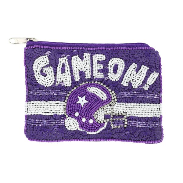 Game On Bead Embroidered Football Coin Bag : Royal Blue - Image 6