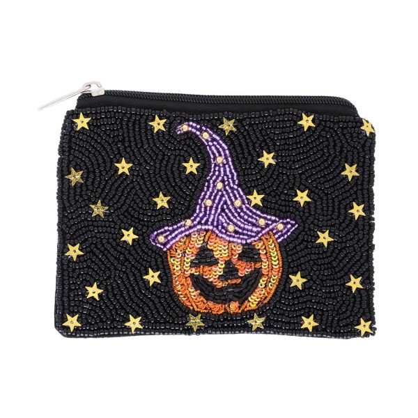 Jack O Lantern Halloween Beaded Coin Bag - Image 2