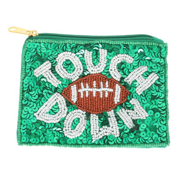 Game Day Football beaded Sequin Coin Bag: Blue White - Image 11