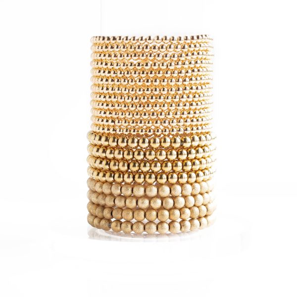 Layering Bracelets-6mm Gold Stacking Bracelets-Textured - Image 3