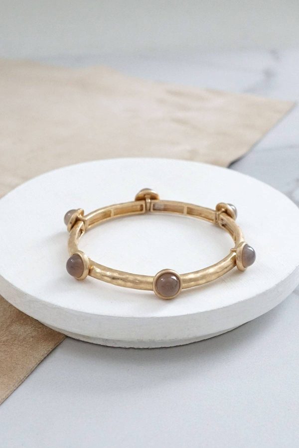Jeweled Golden Bangle with semi precious stone dots: Shiny Gold - Dalmatian - Image 13