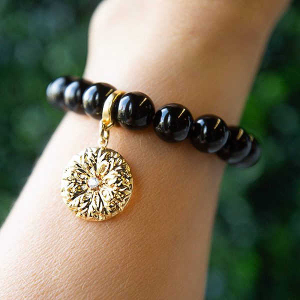 Flower Medallion Charm, CZ, Charm Necklace | Charm Bracelet - Image 2