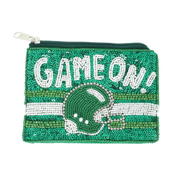 Game On Bead Embroidered Football Coin Bag : Royal Blue - Image 4