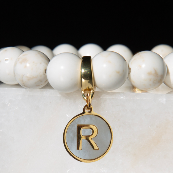 Alphabet Charm-Letter R, Mother of Pearl, Charm Bar, Initial - Image 2
