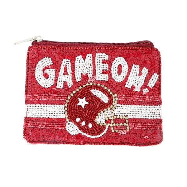 Game On Bead Embroidered Football Coin Bag : Royal Blue - Image 5