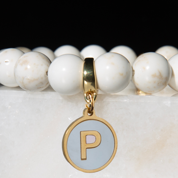 Alphabet Charm-Letter P, Mother of Pearl, Charm Bar, Initial - Image 2