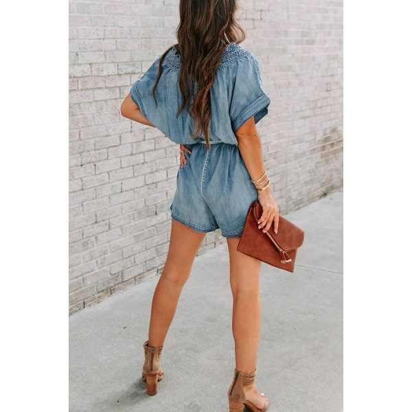 Denim Washed loose romper - Image 6