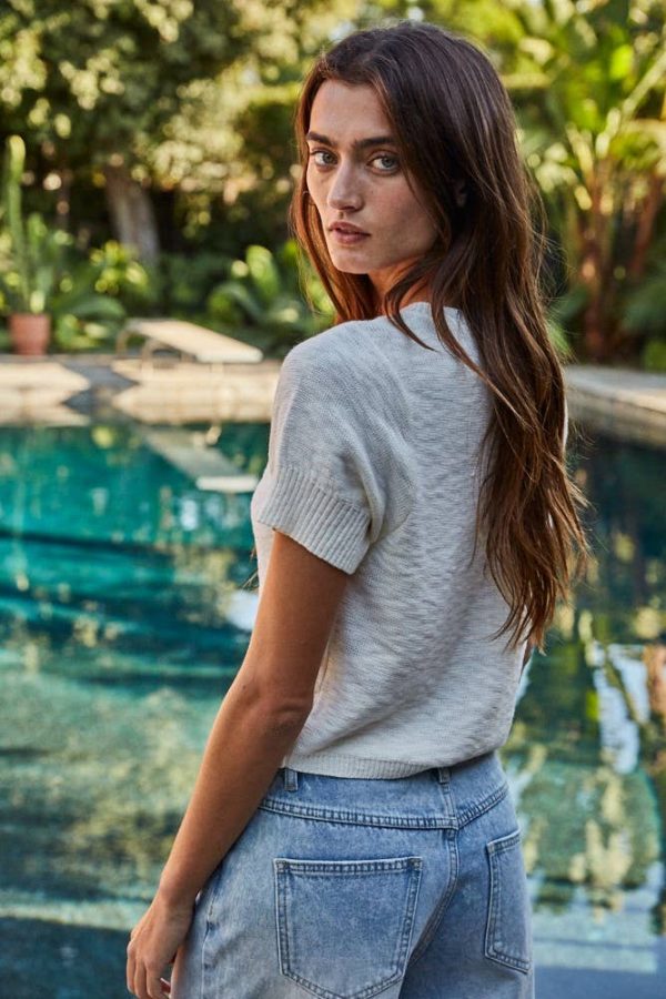 Buttondown Short Sleeve Cardigan: Light Mint - Image 5