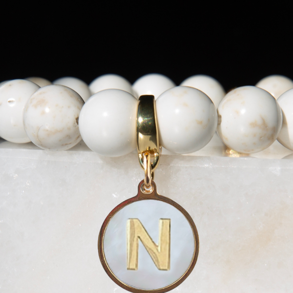 Alphabet Charm-Letter N, Mother of Pearl, Charm Bar, Initial - Image 2
