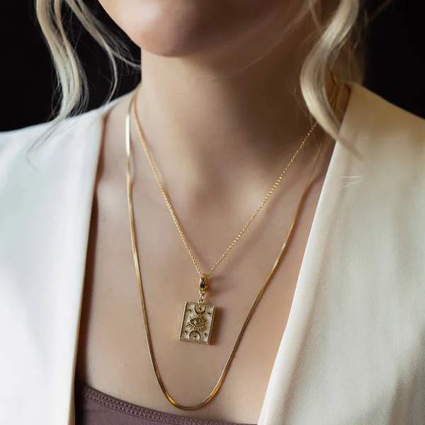 Medallion Charm, Mother of Pearl, Charm Bar | Charm Necklace - Image 2