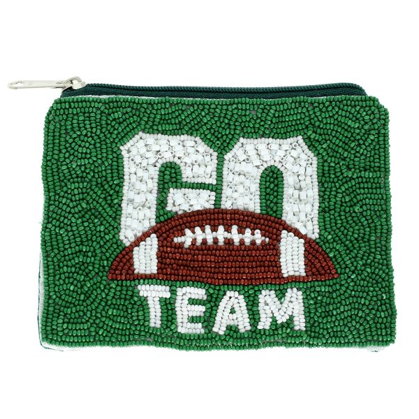 Go Team Seed Beaded Football Coin Bag : Blue White - Image 8