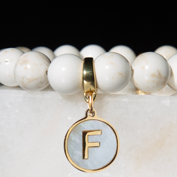 Alphabet Charm-Letter F, Mother of Pearl, Charm Bar, Initial - Image 2
