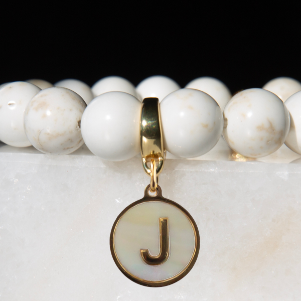 Alphabet Charm-Letter J, Mother of Pearl, Charm Bar, Initial - Image 2