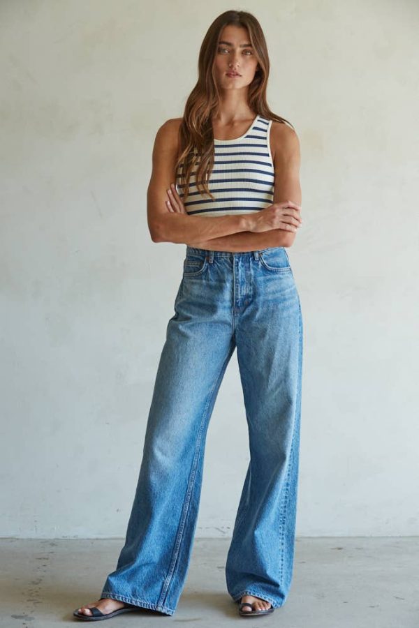 Seamless Ribbed Striped Racerback Brami: Black Ivory, - Image 5