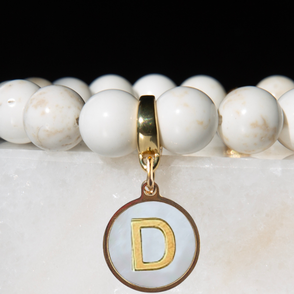 Alphabet Charm-Letter D, Mother of Pearl, Charm Bar, Initial - Image 2