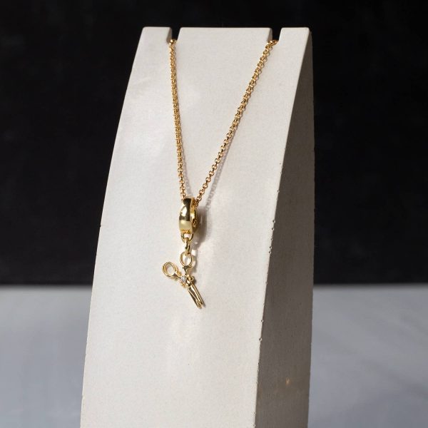 Scissors Charm, CZ, Charm Bar | Charm Necklace or Bracelet - Image 5