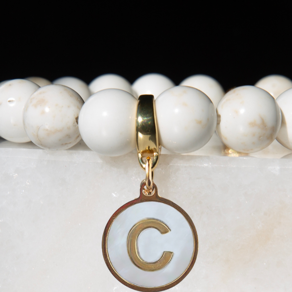 Alphabet Charm-Letter C, Mother of Pearl, Charm Bar, Initial - Image 2