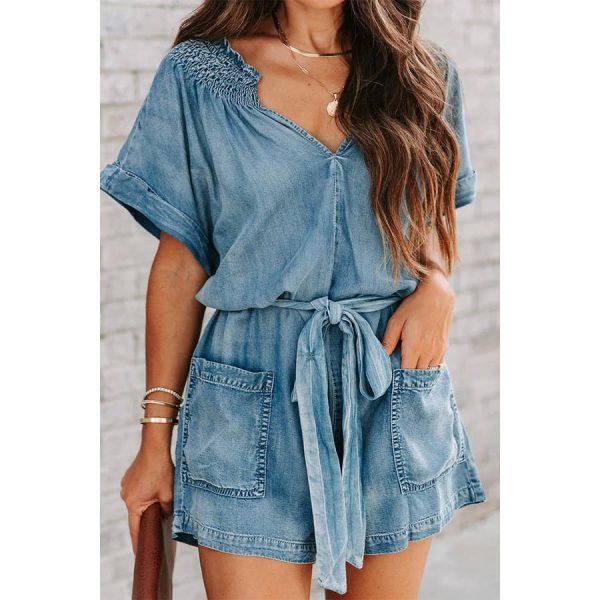 Denim Washed loose romper - Image 2