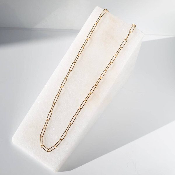 Gilded Gold Necklace-18" Paper Clip | Charm Bar Necklace - Image 3