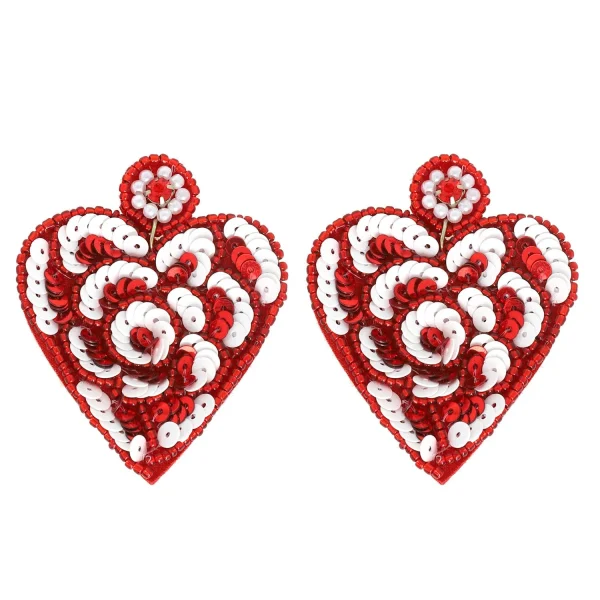 Love Blossom Heart Beaded Valentine Earrings - Image 2