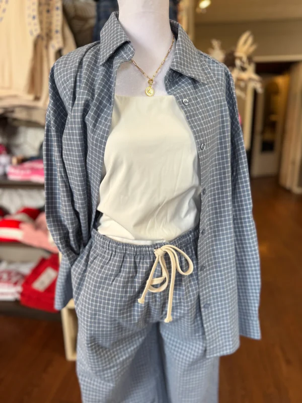 Blue checkered button down - Image 2