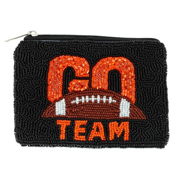 Go Team Seed Beaded Football Coin Bag : Blue White - Image 3