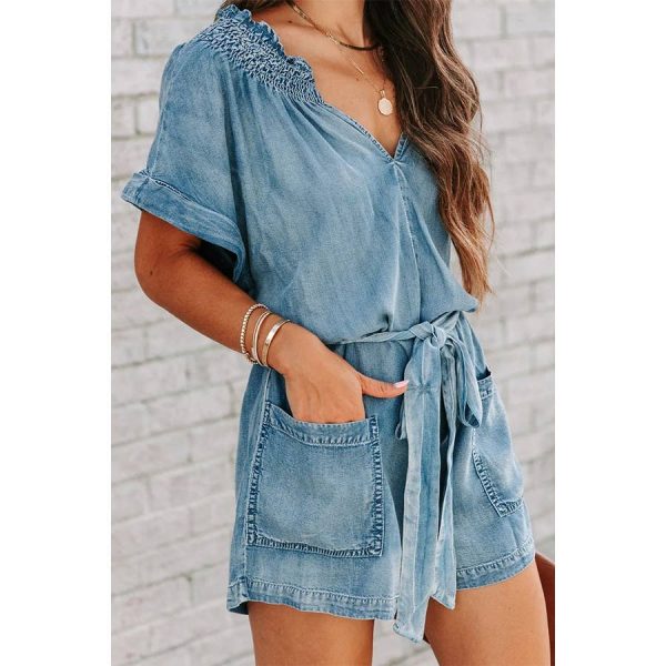Denim Washed loose romper - Image 5