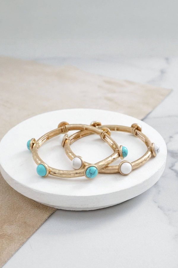 Jeweled Golden Bangle with semi precious stone dots: Shiny Gold - Dalmatian - Image 17