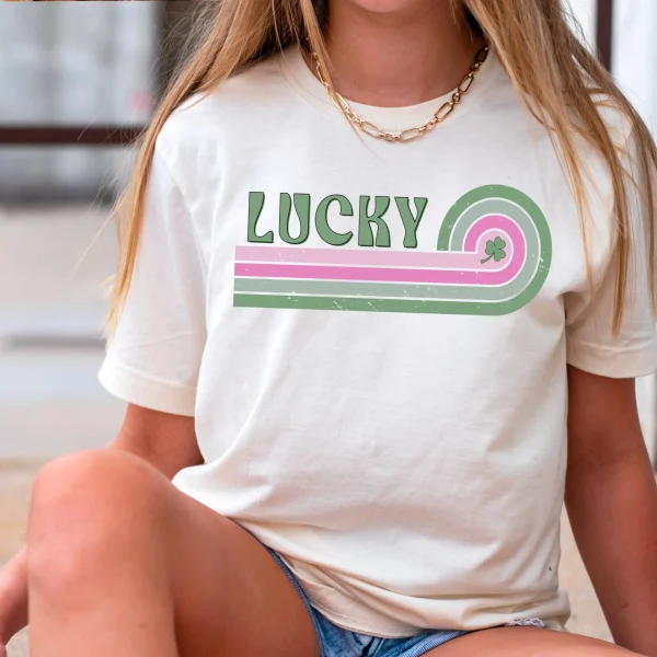 Lucky St. Patrick’s Day Graphic Shirt | Gildan : Sand, Medium - Image 6